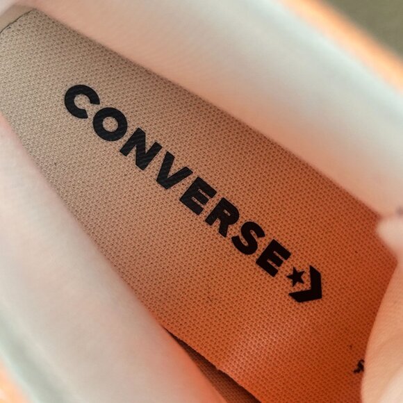 Converse All Star Lift Platform High Top Sneakers Womens 7 Orange White Lace Up - Picture 8 of 10